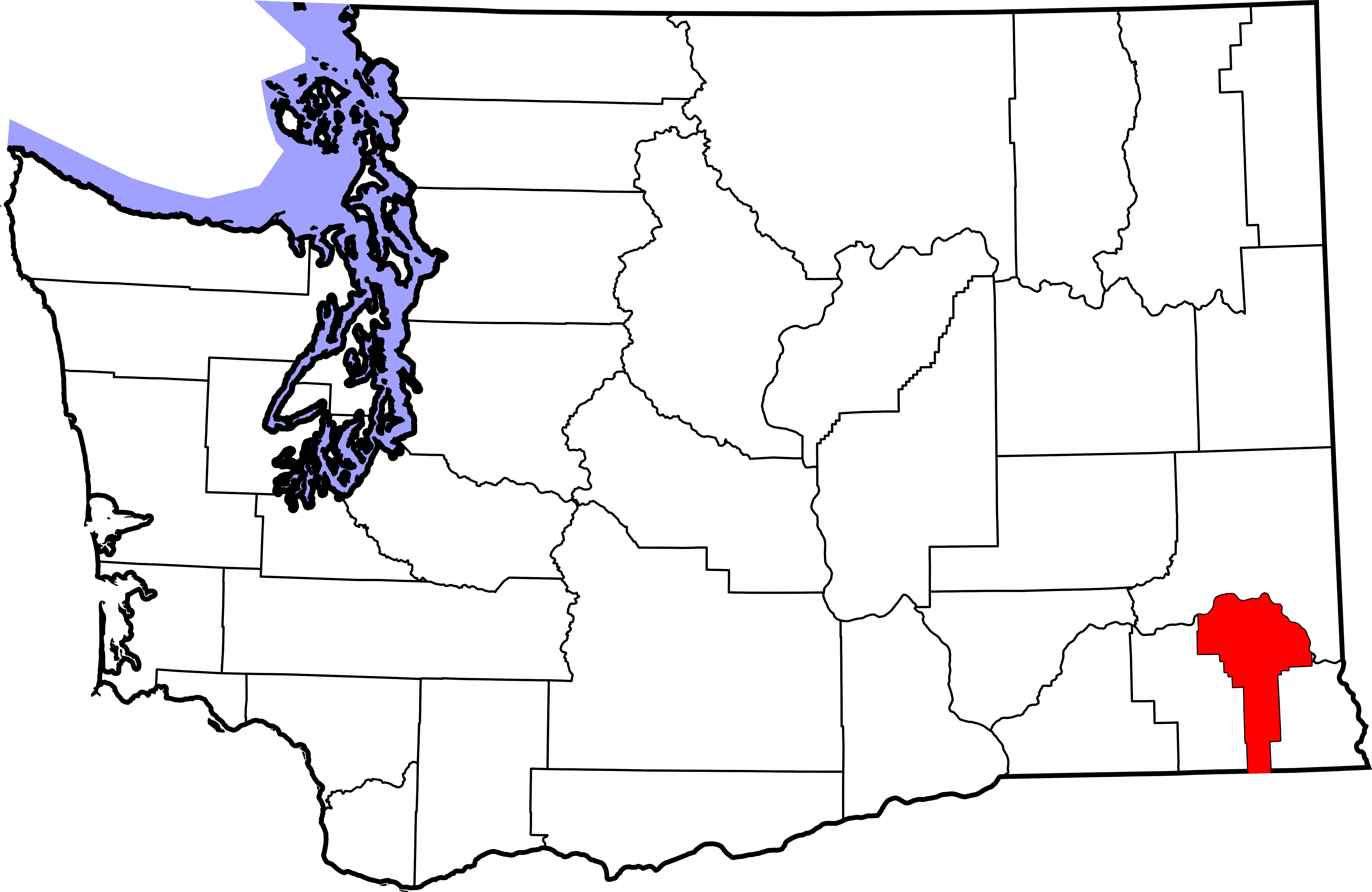Map Of Washington Highlighting Garfield County - Spokane On Washington Map (5936x3863), Png Download