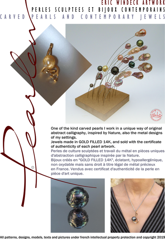 Eric Windeck - Pearlew - Carved Pearls - Perles Sculptées - Earrings (649x937), Png Download