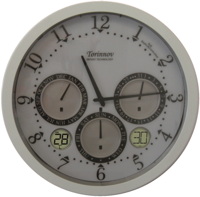 Torinnov Automatic Analogue And Digital Perpetual Calendar - Clock 9 Am (695x684), Png Download