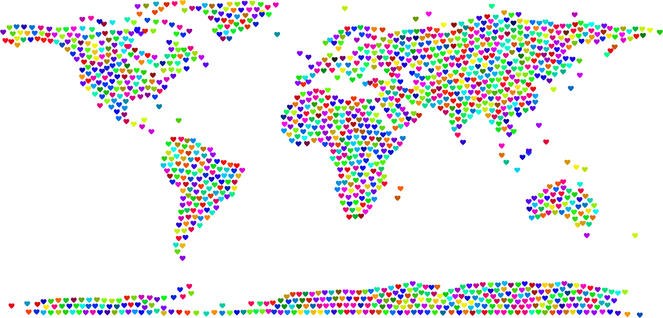 This Free Icons Png Design Of Prismatic Hearts World (2300x1102), Png Download