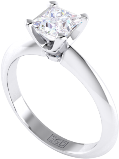 Princess Cut Diamond Ring - Yellow Gold Princess Solitaire Setting (600x600), Png Download