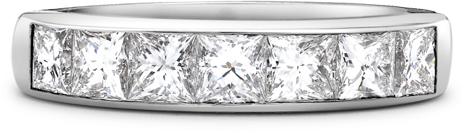 Winsor Bishop Platinum 7 Stone Half Eternity Diamond - Half Ring Png (800x800), Png Download