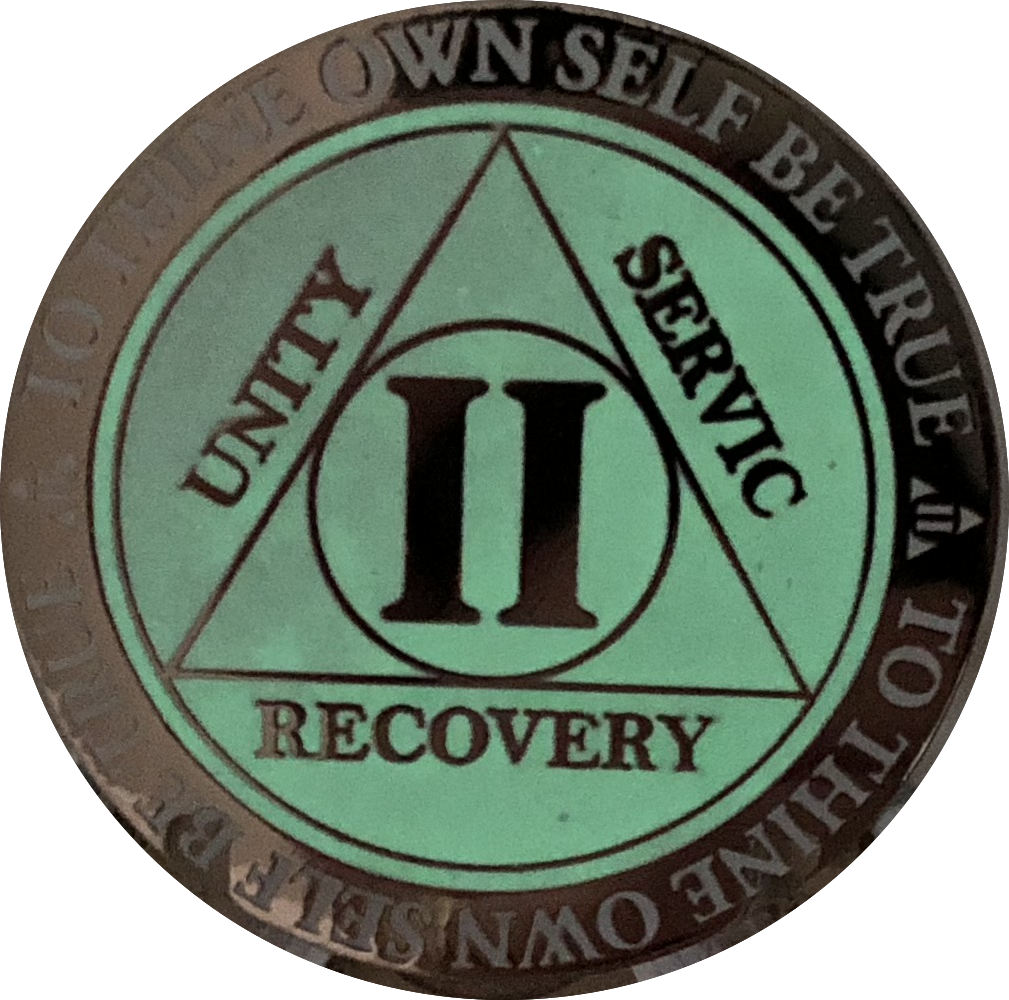 Missing E In Service 2 Year Glow In The Dark Aa Medallion - Emblem (1009x1000), Png Download