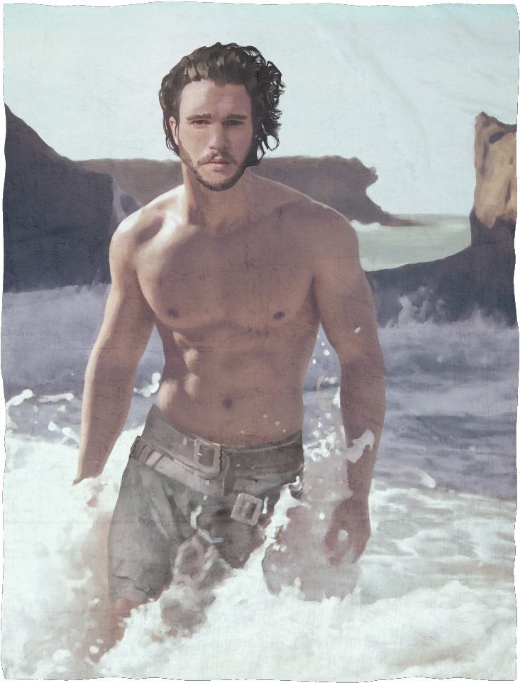 You're All Wet Jon Snow Ultra Soft Plush Fleece Blanket - Handsome Men On The Beach (1024x1024), Png Download