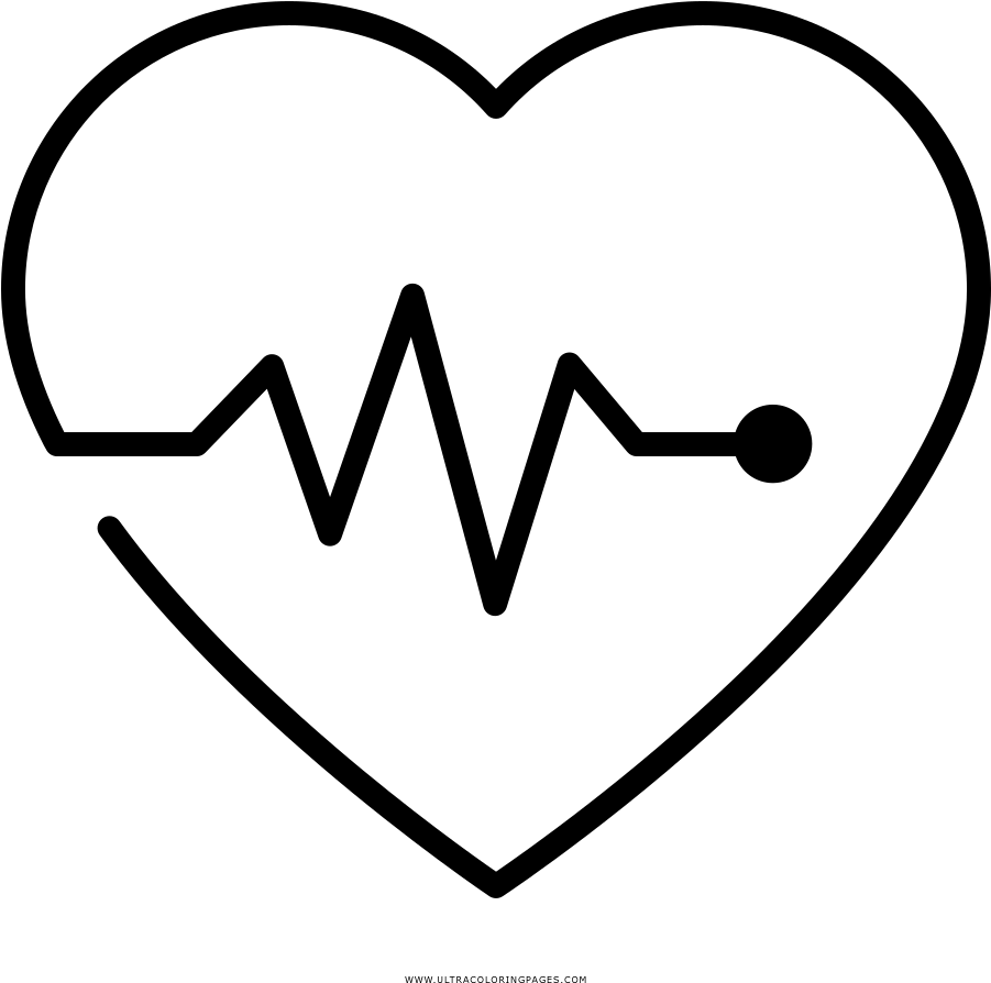 Heartbeat Monitor Coloring Page - Line Art (1000x1000), Png Download