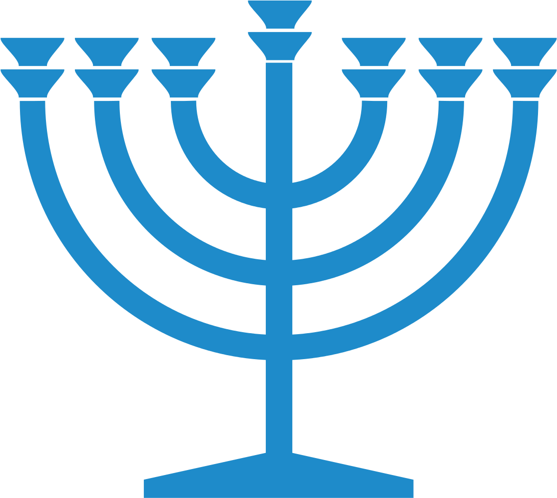 File - Menorah Blue - Svg - Jewish Symbols Menorah (1130x1024), Png Download