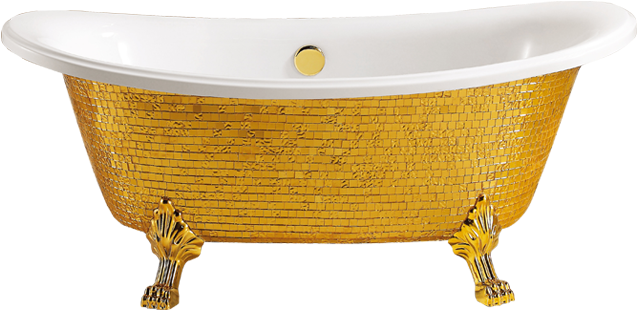 Elegant Gold Mosaic Bathtub - Bathtub Gold Png (800x600), Png Download