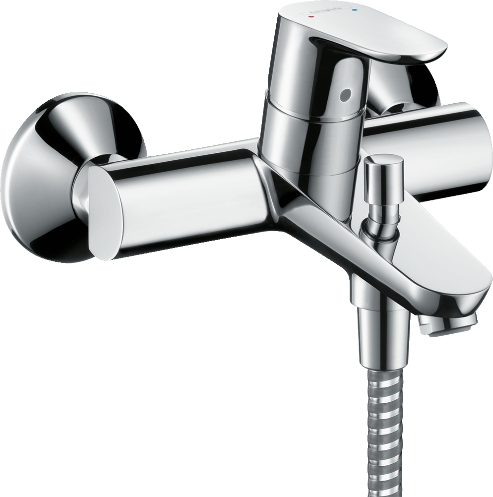 Focus Single Lever Bath Mixer For Exposed Installation - Wall Shower Mixer Taps (994x1002), Png Download