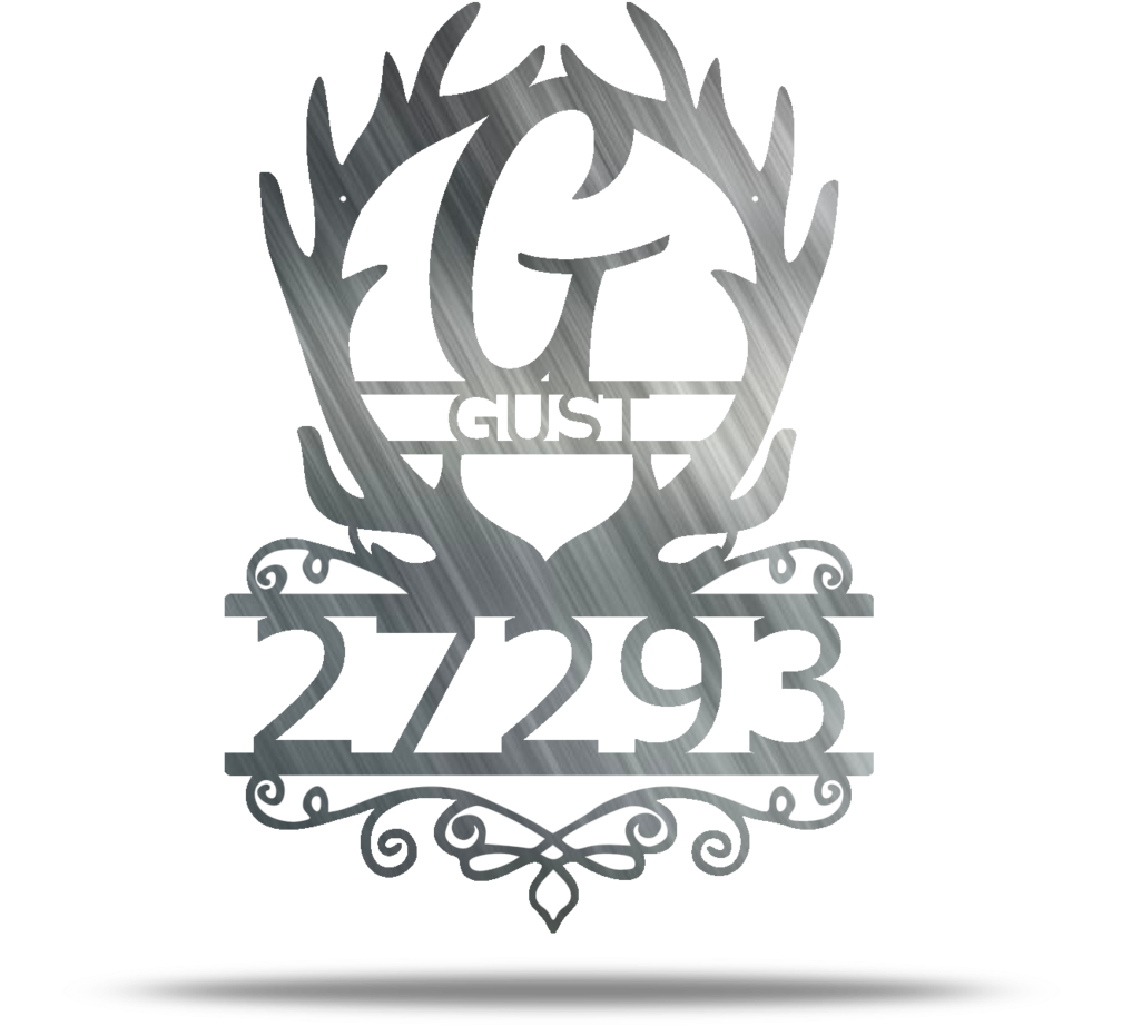 Antler Address, Initial, & Name Customizable Metal - Antler (1024x1024), Png Download