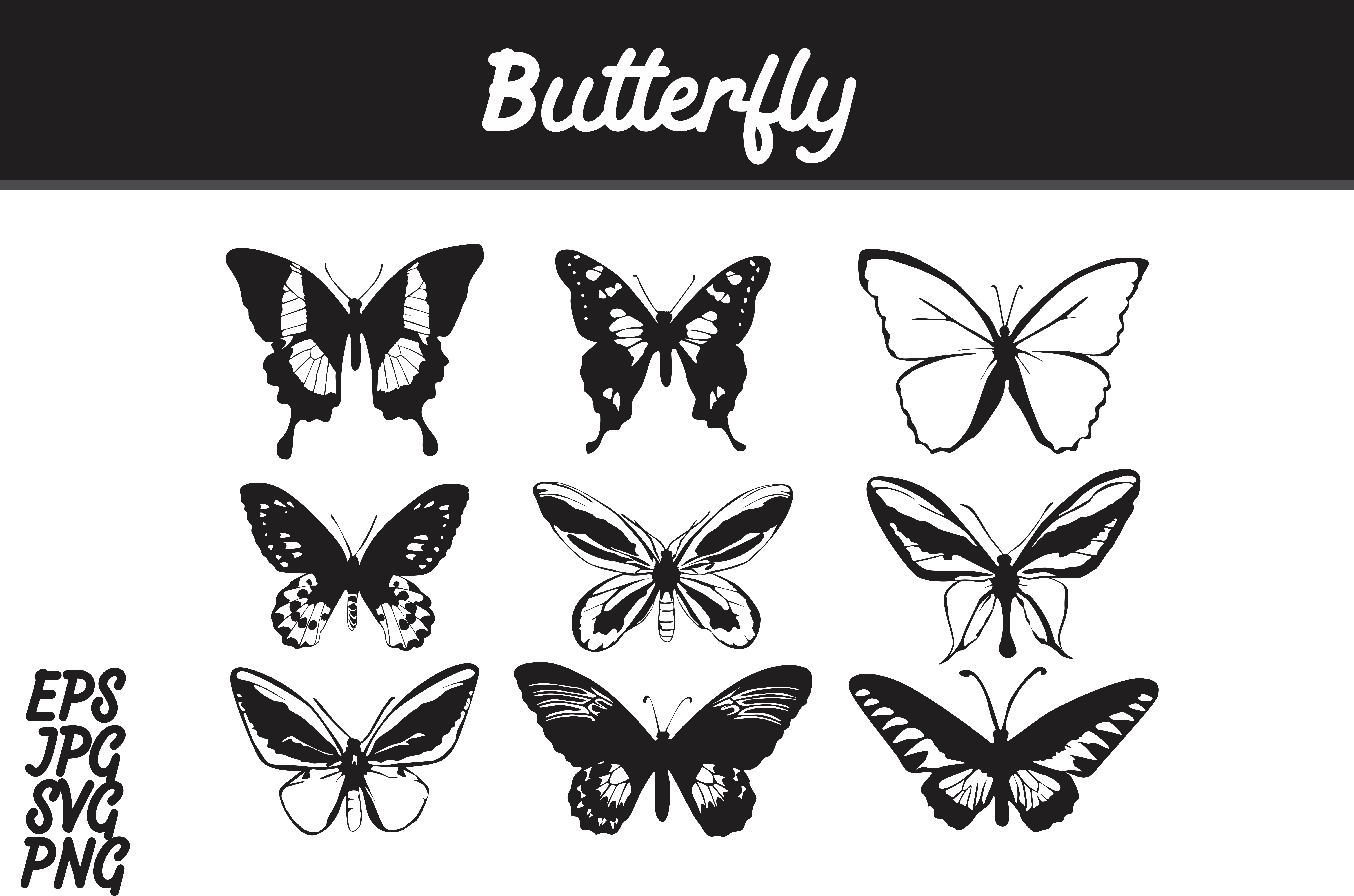 Butterfly Silhouette Set Svg Vector Image Bundle Graphic - Papilio (7514x5000), Png Download