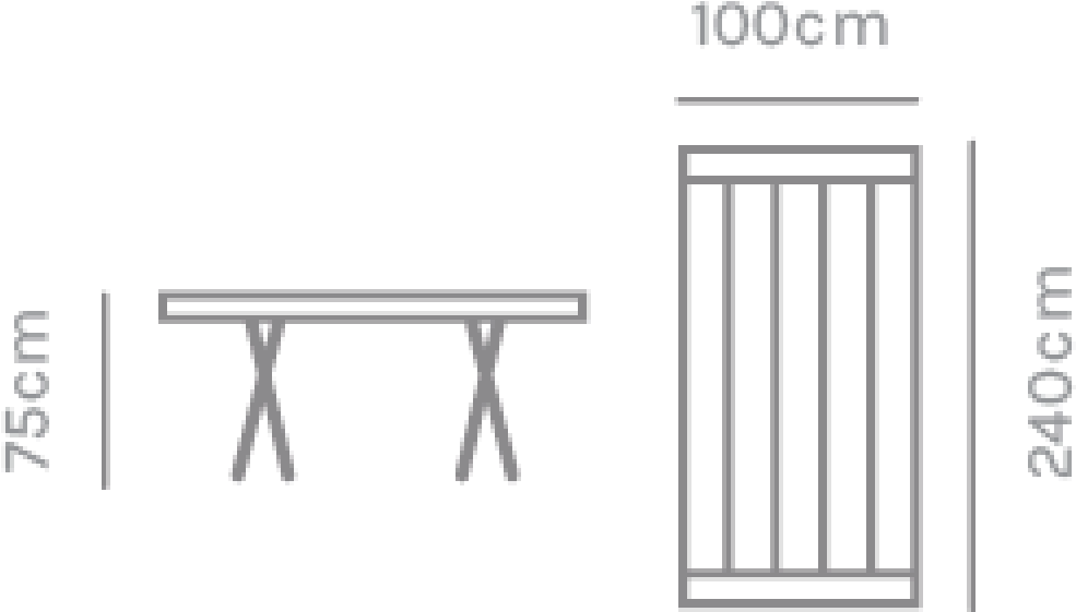 Kettler Cora Rectangular Dining Table 240 100 Dimensions - Coffee Table (1200x1200), Png Download