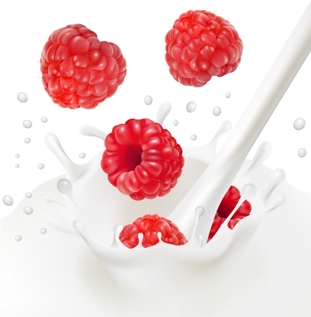 Raspberries With Milk - Малина Сливки (866x650), Png Download