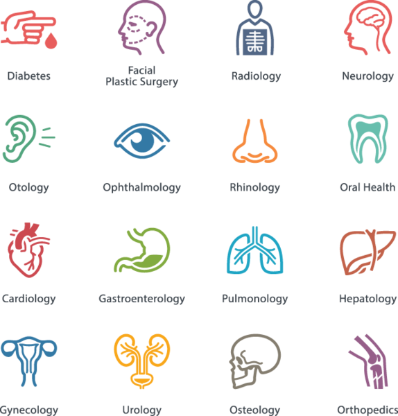 644 Health Icons - Medical Specialties Icons (574x600), Png Download