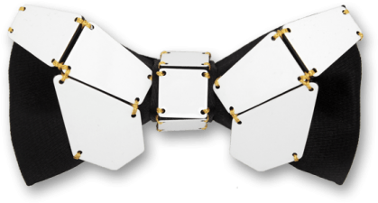 Geometry Butterfly In Gold Line Black White Bow Tie - Handbag (595x595), Png Download