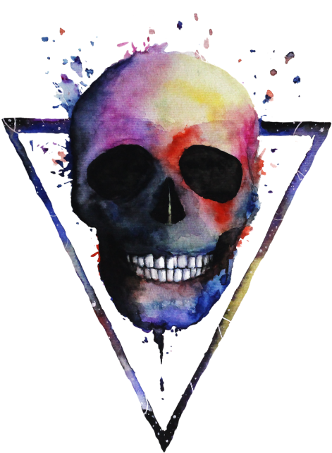 Skull Painting Colorful (500x707), Png Download