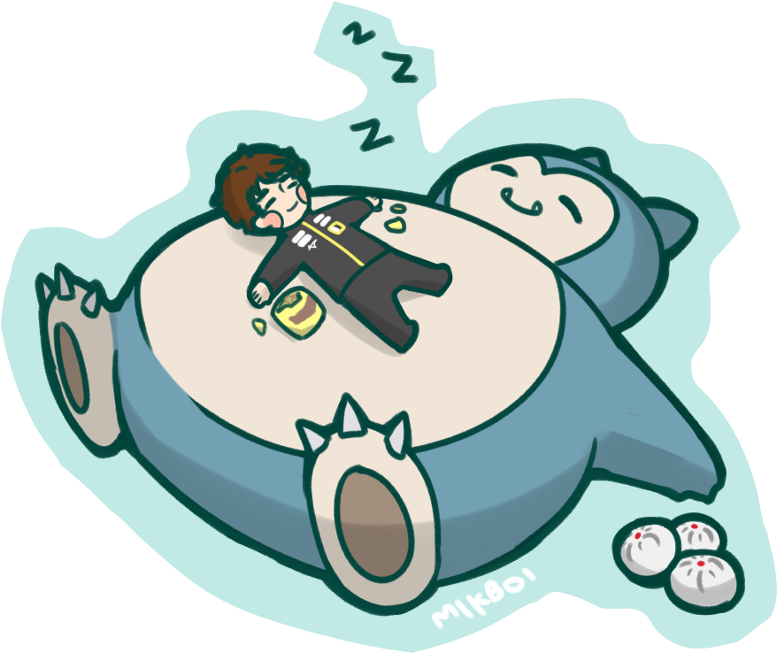 Shoom Taking A Nap With Snorlax - Cartoon (1000x1000), Png Download