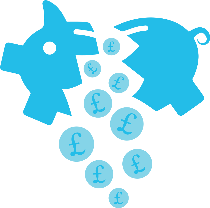 Broken Piggy Bank Png - Broken Piggy Bank Blue (925x899), Png Download