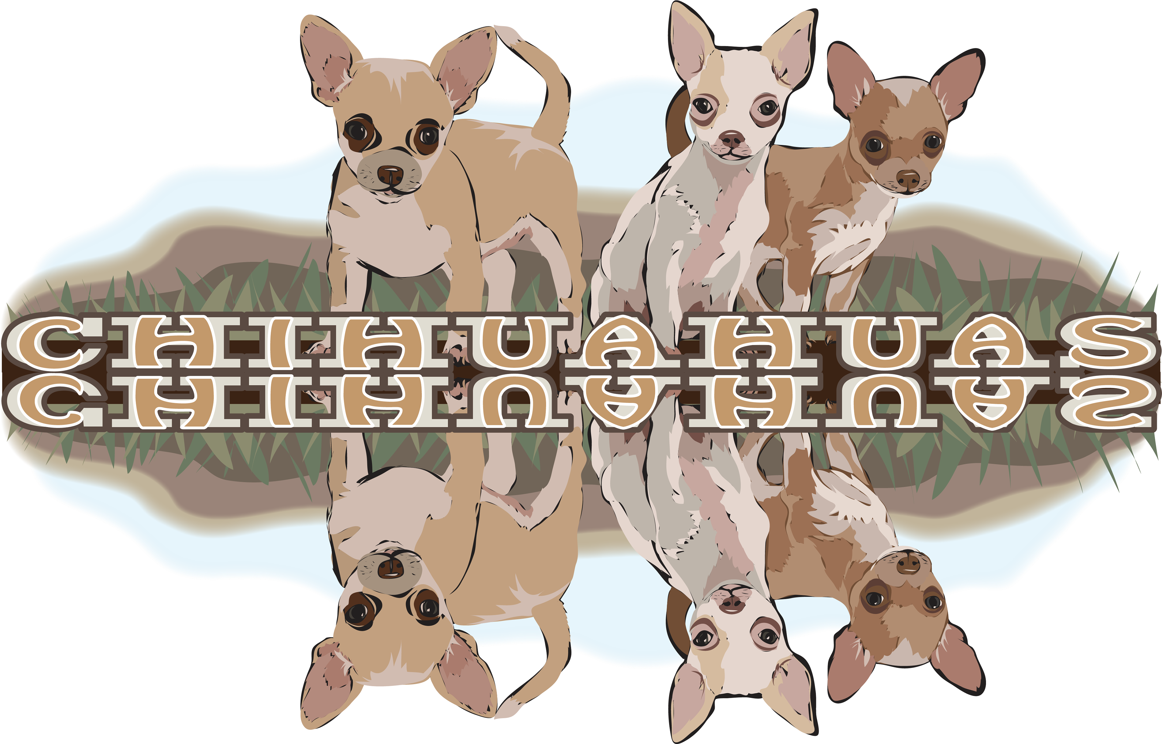 An Illustration Of Three Chihuahua's Grouped On A Small - Chihuahua (3840x2449), Png Download
