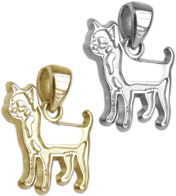 Smooth Chihuahua Charm Or Pendant In Sterling Silver - Cartoon (900x900), Png Download