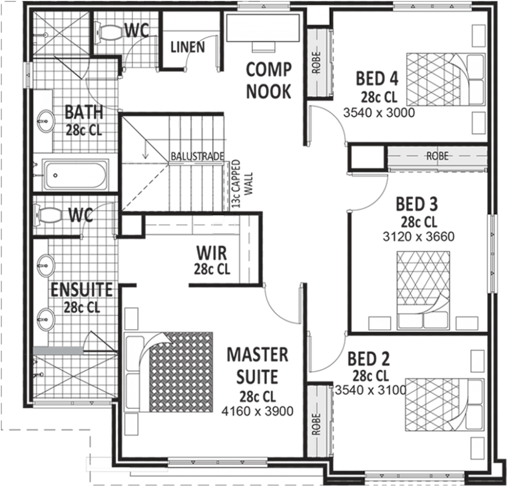 Plan Of Double Storeyding Accord Codes By Statedings - House (1024x975), Png Download