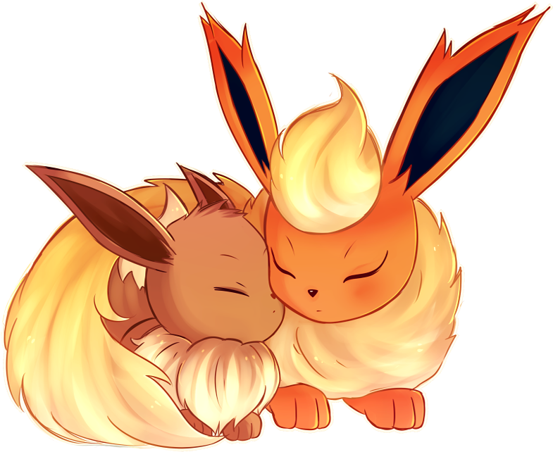 Flareon Y Eevee - Pokemon Eevee And Flareon (937x739), Png Download