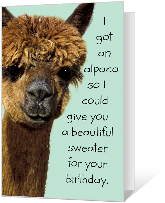 Birthday Alpaca Printable - Cards Birthday Alpaca (950x760), Png Download