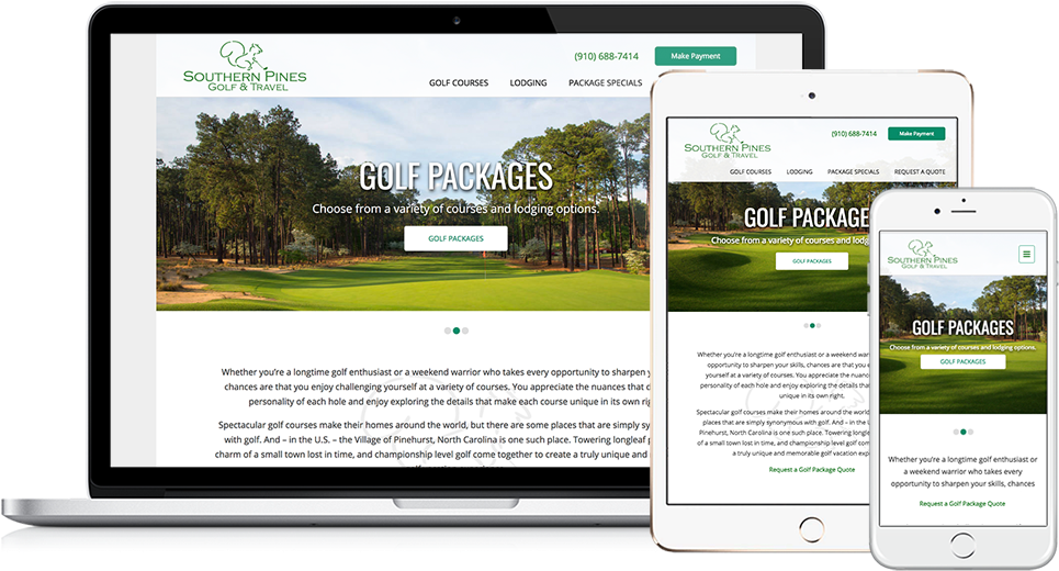 Southern Pines Golf & Travel Web Design // Image Design - Website (1000x537), Png Download