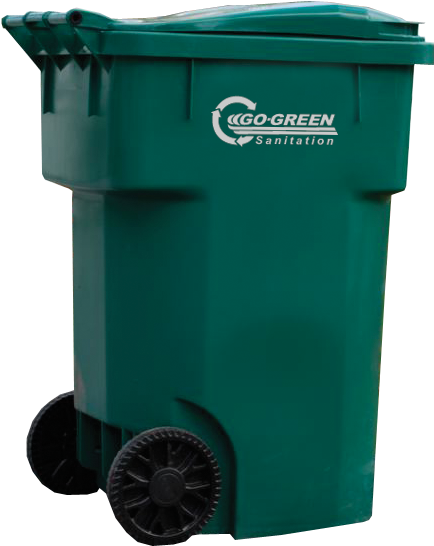 Go Green Sanitation Residential - Green Plastic Trash Can (472x623), Png Download