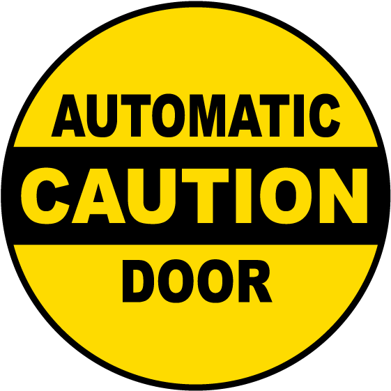 Caution Automatic Door Label - Automatic Door Caution Sign (600x561), Png Download