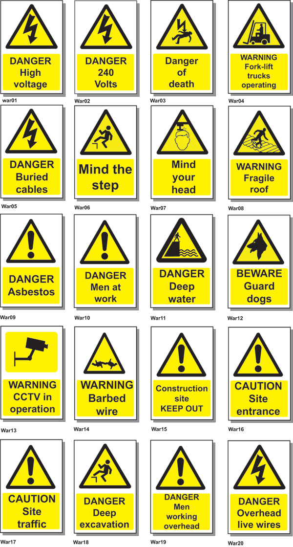 Safety Warning Signs - Safety And Warning Signs (600x1119), Png Download