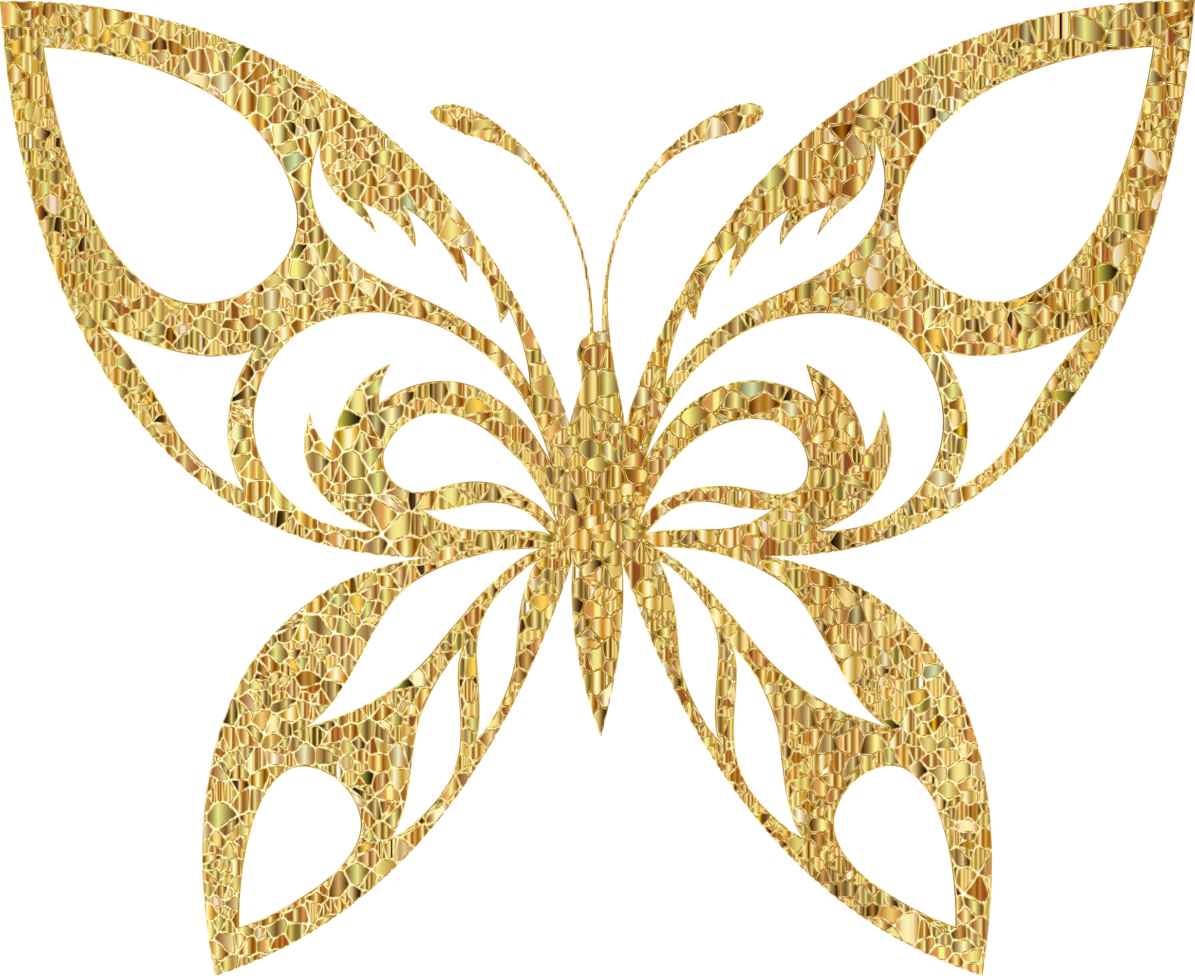 Gold Tiled Tribal Butterfly Silhouette Variation 2 - Pink And Gold Butterflies (2326x1900), Png Download