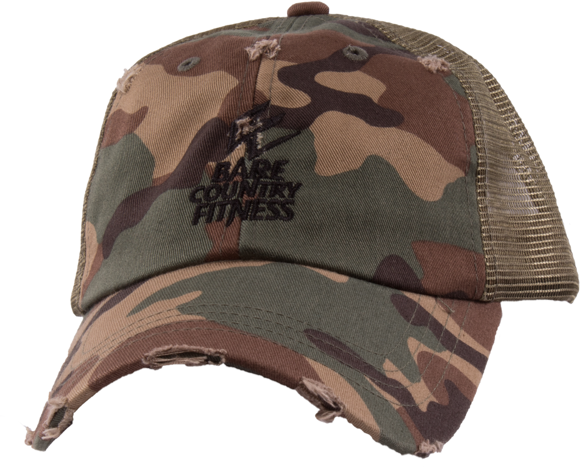 Distressed Camo Bcf Snapback Trucker Hat - Trucker Hat (2047x1717), Png Download