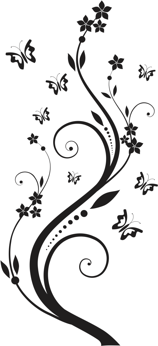 Rodeada De Borboletas - Wall Flowers And Butterflies Paint (1201x1201), Png Download