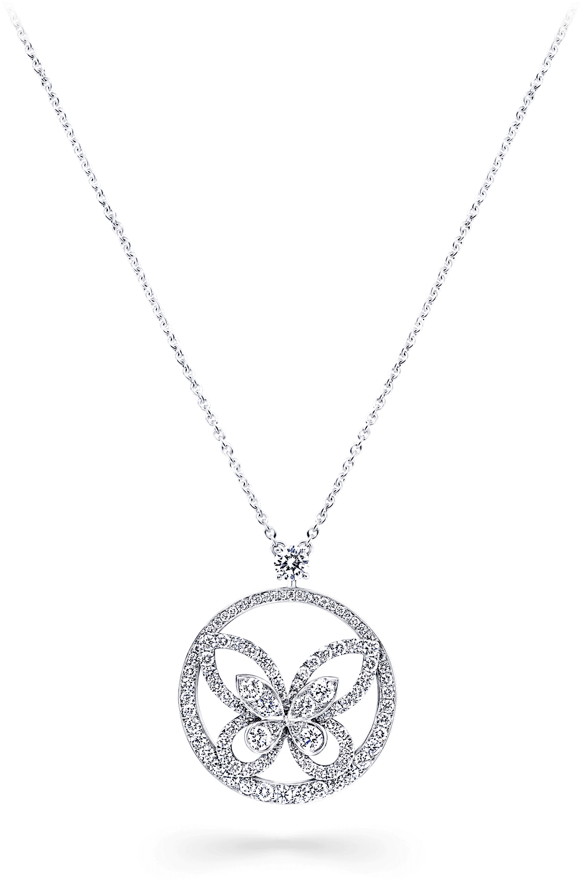 A Graff Butterfly Silhouette Necklace Featuring A Butterfly - Locket (2000x2000), Png Download