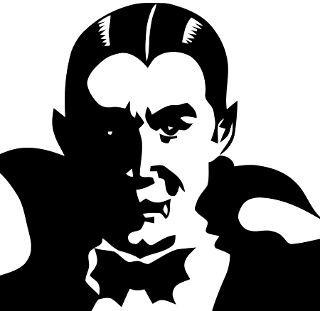 Little Vampire - Dracula Black And White Clipart (450x438), Png Download