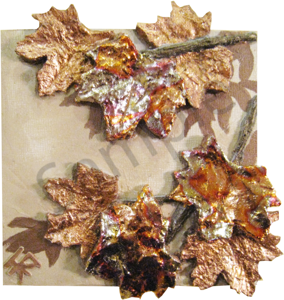Be Leaf Bas Relief In Metallic Plaster And Copper Gilded - Copper (959x1000), Png Download