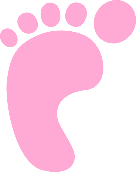 Banner Black And White Girl Footprint Clip Art At Clker - Pink Baby Foot (468x593), Png Download