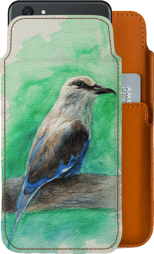 Dailyobjects Bird Watercolor Real Leather Wallet Case - Housse De Coussin Taie D'oreiller -coton Et Lin-45*45cm-motif (900x900), Png Download