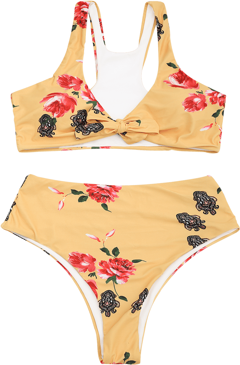 Dropship Floral Racerback High Cut Bikini Set To Sell - Bikini (900x1197), Png Download