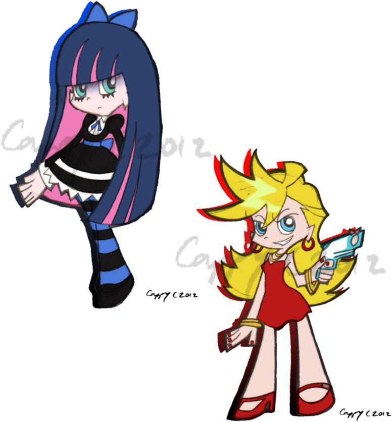 Style Practice And Stocking Banner Library Stock - Panty And Stocking With Garterbelt Drawing Style (860x929), Png Download