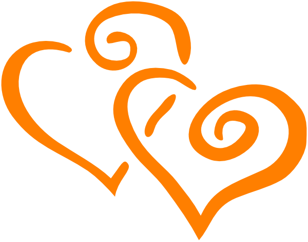 Orange Intertwined Hearts Clip Art - Green And Orange Hearts (600x473), Png Download