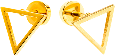 Gold Triangle Screw Backs - Earrings (500x500), Png Download
