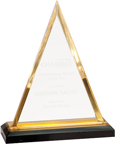 Imp801g Gold Triangle Acrylic Award Base 7 - Gold Triangle Impress Acrylic Award (8") Quantity(6) (416x520), Png Download