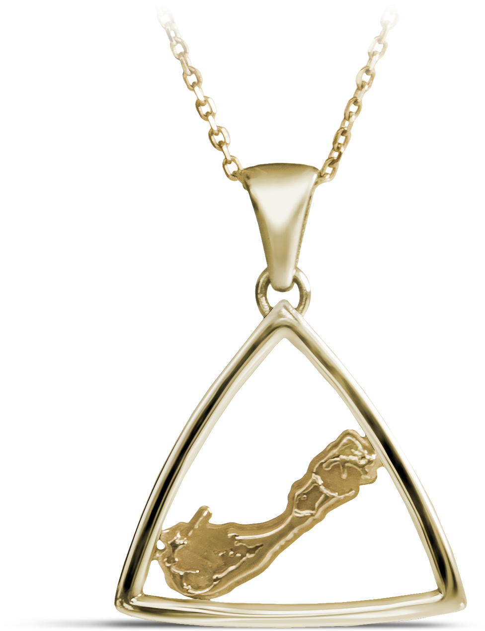 Bermuda Triangle Map In Yellow Gold - Pendant (1280x1280), Png Download
