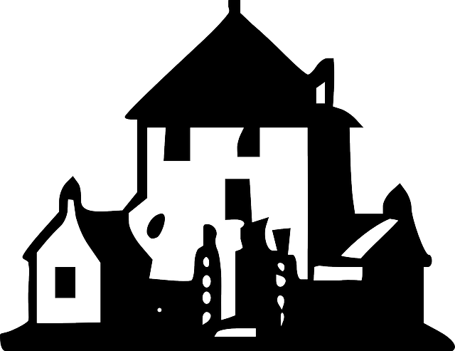 Building, House, Outline, Houses, Dark, Estate, Real - House Clip Art Black (640x493), Png Download
