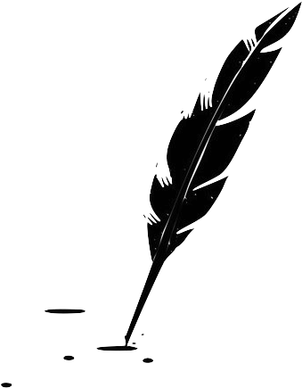 Feather Pen Png Black And White Transparent Feather - Quill Feather Pen Png (355x441), Png Download