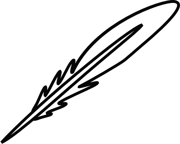 Black And White Feather Clip Art - Feather Pen Clipart Transparent (600x479), Png Download