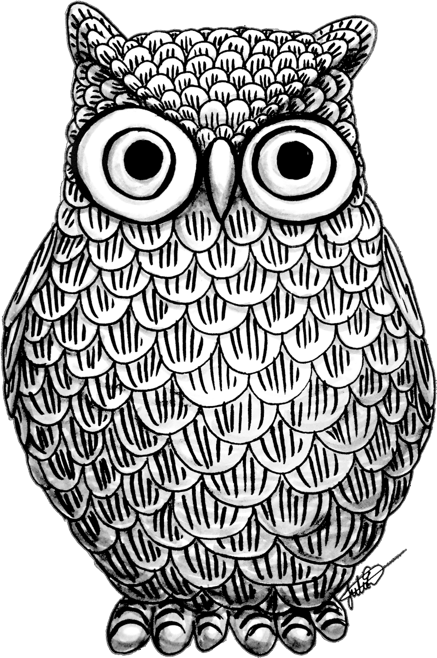 Owl Design - Owl Black And White Png (1000x1370), Png Download