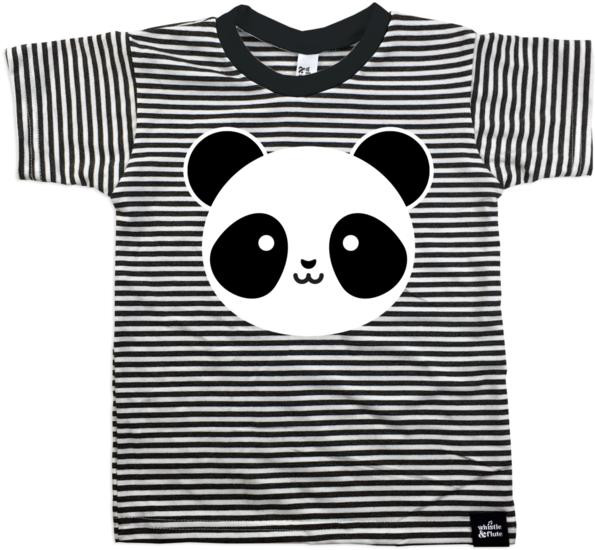 Kawaii Panda Striped T-shirt - Clothing (650x650), Png Download