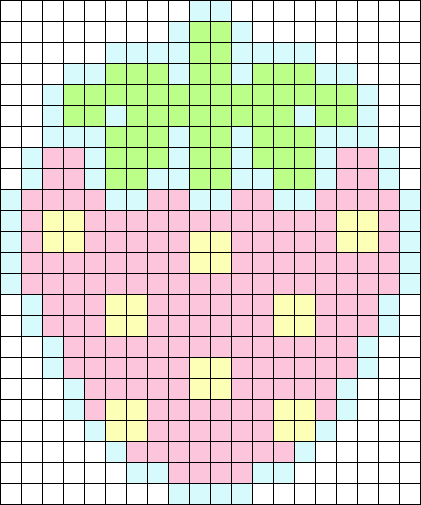 Kawaii Strawberry Necklace Charm Perler Bead Pattern - Bead (421x505), Png Download